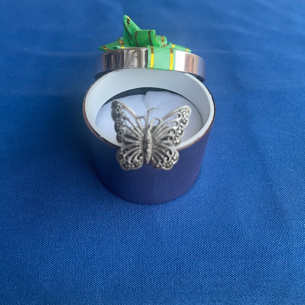 Butterfly Marcasite Sterling Silver Ring